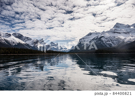 Canadian Rockies reflection on Maligne lake in Jasper national park, AB, Canada Canadian Rockies reflection on Maligne lake in Jasper national park, AB, Canada 84400821