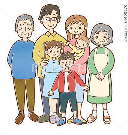 家族三世代のゆるいイラストのイラスト素材 家族三世代のゆるいイラストのイラスト素材