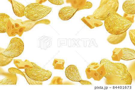 Potato chips with cheese isolated on white background Potato chips with cheese isolated on white background 84401673