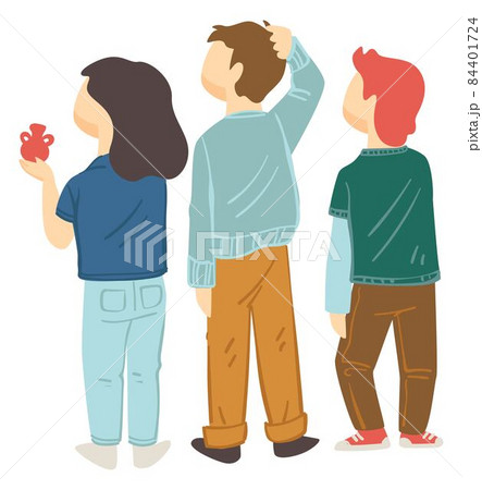 Boys girl standing back and thinking or listening 84401724