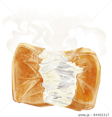 食パンの手書き水彩風イラスト 84402317