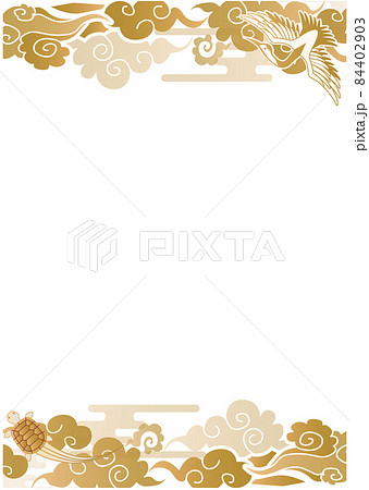 中華風 鶴 亀 フレーム枠のイラスト素材