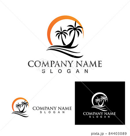 Palm tree summer logo template 84403089