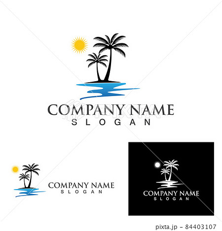 Palm tree summer logo template 84403107