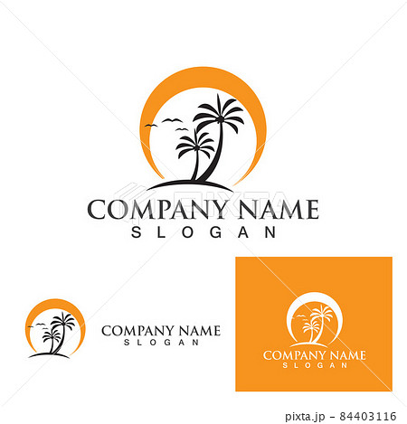 Palm tree summer logo template 84403116