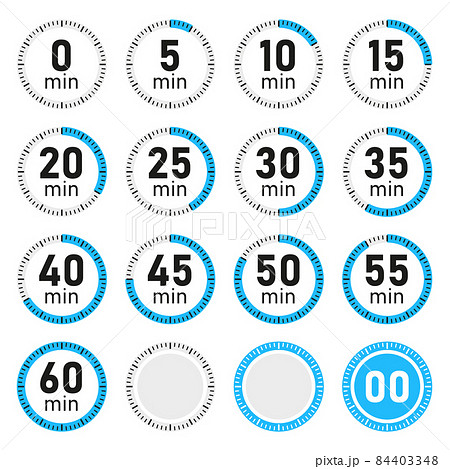 Stopwatch Timer Icons Set on White Background. Vector 84403348