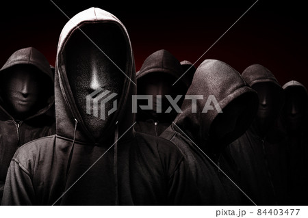 Group of criminal man in a hidden mask Group of criminal man in a hidden mask 84403477