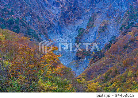 （群馬県）谷川岳・一ノ倉沢　岩壁の紅葉 84403618