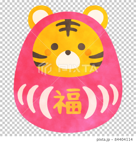 Tiger Daruma Illustration Material Pink 84404114