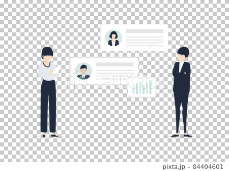 Illustration material of men and women of Japanese companies to evaluate personnel 84404601