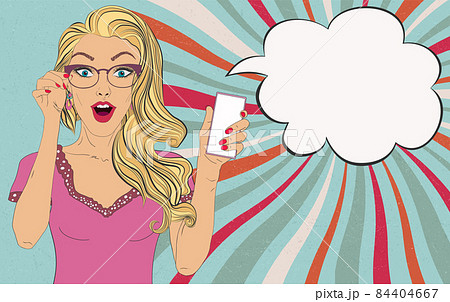 Surprised Blonde Pop Art Woman Chatting on Retro Phone. Comic Wo Stock  Illustration - Illustration of happy, advertising: 126551879