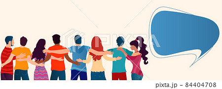 Group of people of diverse culture seen from behind embracing each other.Cooperation and help between people.Community.Care and assistance.Concept of solidarity friendship and charity Group of people of diverse culture seen from behind embracing each other.Cooperation and help between people.Community.Care and assistance.Concept of solidarity friendship and charity 84404708