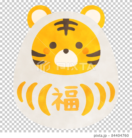 Tiger Daruma Illustration Material White 84404760
