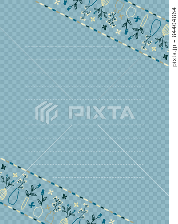 Flower and vase letter blue frame 84404864