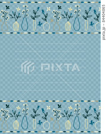 Flower and vase letter blue frame 84404865