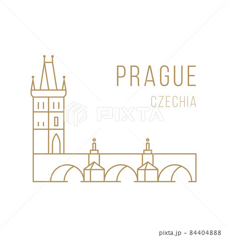 The landmark of Prague is the Charles Bridge in linear style. The landmark of Prague is the Charles Bridge in linear style. 84404888