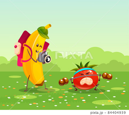 Funny fruits and vegetables cartoon... - Stock Illustration [84404939] -  PIXTA