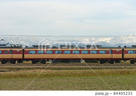 北陸本線　美川ー加賀笠間　JR西日本　485系　A08編成（京都）　⑤　モハ485-80　海側 84405235