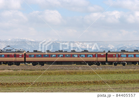 北陸本線　美川ー加賀笠間　JR西日本　485系　A09編成（京都）　②　モハ485-252　海側 84405557