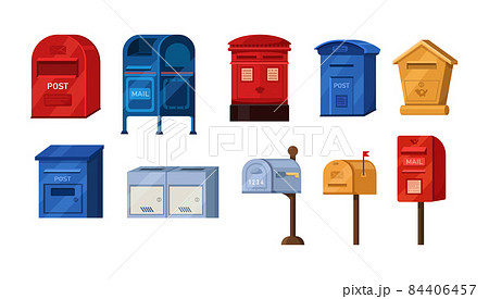 Isometric mailbox set. Postbox for paper letters newspapers correspondence delivery. Retro modern containers for post service shipment paper correspondence. Receive send mail communication Isometric mailbox set. Postbox for paper letters newspapers correspondence delivery. Retro modern containers for post service shipment paper correspondence. Receive send mail communication 84406457