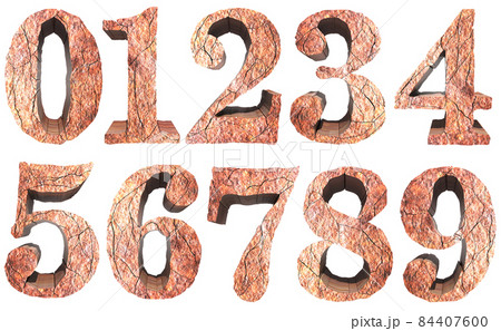 Iron ore stone numerals.Art font. Iron ore stone numerals.Art font. 84407600