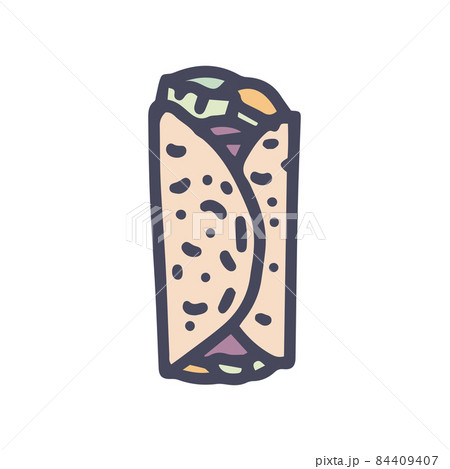burrito color vector doodle simple icon design 84409407