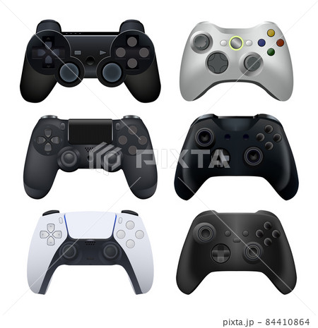 Set of Gamepads for Play Consoles and PC Video Games, realistic vector illustration 84410864
