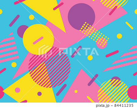 Geometric Seamless Pattern In 80s Memphis のイラスト素材
