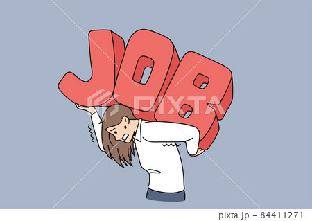 Exhausted businesswoman carry job on back 84411271