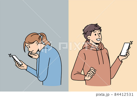 People using cellphones feel different emotions  84412531