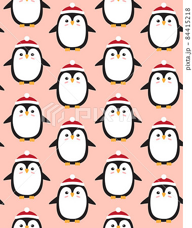Vector seamless pattern of penguin in winter hat Vector seamless pattern of penguin in winter hat 84415218