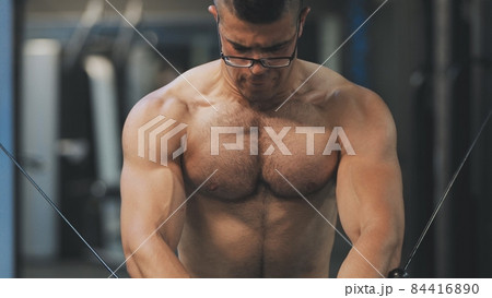 Triceps Exercise Makes an Arabian Jordanian Man. 84416890