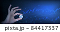Digital Coins in hand, Future Global Finance, Financial Technology, Online money transfer, Big data, Financial analytics, Metaverse, digital financial services and market graph volume indicator  84417337