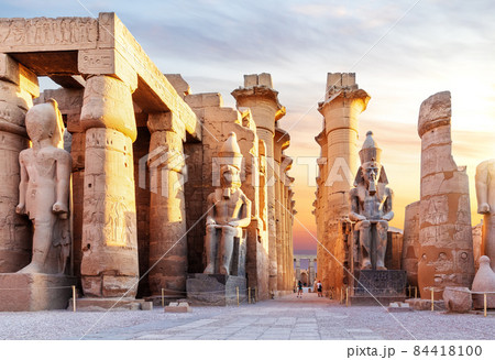 Luxor Temple, famous landmark of Egypt, first pylon view Luxor Temple, famous landmark of Egypt, first pylon view 84418100