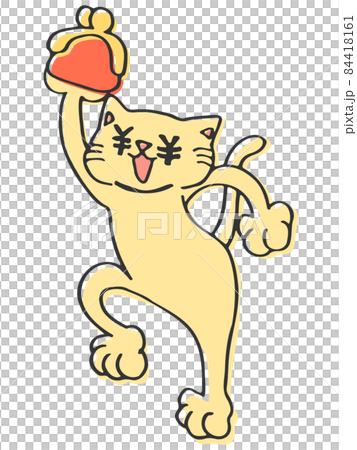 お金に目がくらむネコのゆるいキャラクターイラスト 84418161