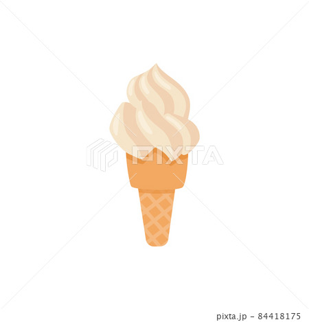 Delicious soft ice cream in waffle cone in flat vector illustration isolated 84418175