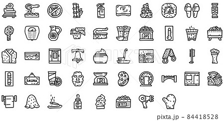 Sauna line vector doodle simple icon set 84418528