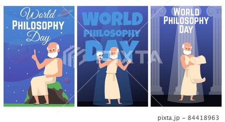 Set of templates for poster on theme of world philosophy day 84418963