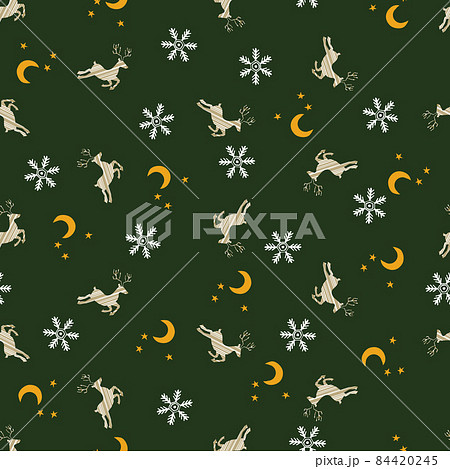 トナカイのシームレスなパターン 包装紙 生地 壁紙 背景のためのデザイン素材 のイラスト素材