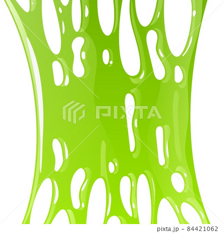 Mucus green. Toxic slime realistic. Bright glossy stretching liquid, abstract blot square background, spot of poison dribble, decoration single object. Cartoon isolated vector illustration Mucus green. Toxic slime realistic. Bright glossy stretching liquid, abstract blot square background, spot of poison dribble, decoration single object. Cartoon isolated vector illustration 84421062