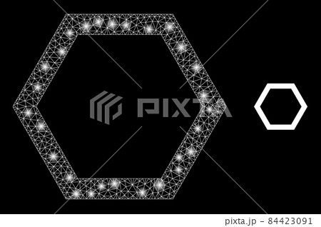 Vector Mesh Net Empty Hexagon with Majestic Constellation Stars Vector Mesh Net Empty Hexagon with Majestic Constellation Stars 84423091