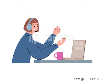 Telemarketing and customer service call operator, vector illustration isolated. Telemarketing and customer service call operator, vector illustration isolated. 84424092