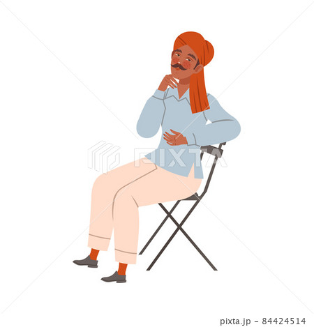 Arab man sitting on chair vector illustration on white background Arab man sitting on chair vector illustration on white background 84424514