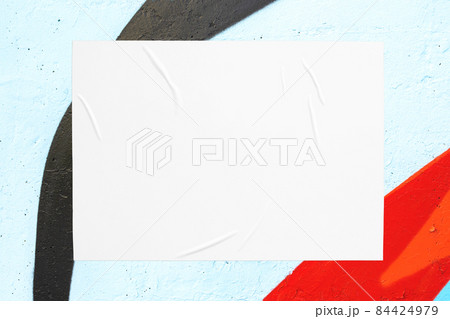 colorful urban wall texture with wrinkled glued poster template 84424979