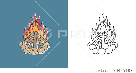 Bonfire or forest fire. Camping logo. Travel and trips symbol. Hiking element for print. Sticker 84425188