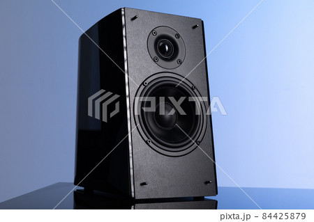 large speaker with two speakers for music professionals on gray-blue background large speaker with two speakers for music professionals on gray-blue background 84425879