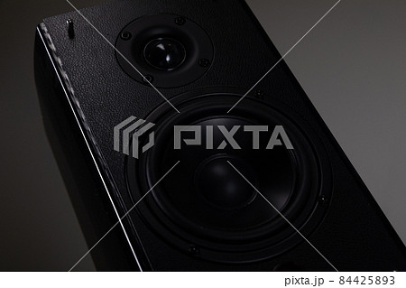 professional acoustics for listening to music in high resolution with two luxury speakers on a black professional acoustics for listening to music in high resolution with two luxury speakers on a black 84425893