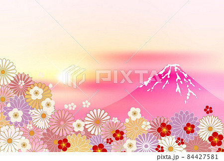 富士山 桜 和柄 背景のイラスト素材