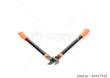 Pruner for pruning large branches, twigs and knots. Garden Tools. Isolated on white background. Pruner for pruning large branches, twigs and knots. Garden Tools. Isolated on white background. 84427595