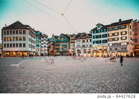 scenic view of historic Zurich city center, Canton of Zurich, Switzerland 84427628